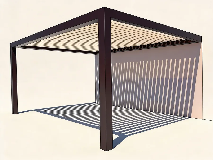 Configurație pergolă adosată de perete