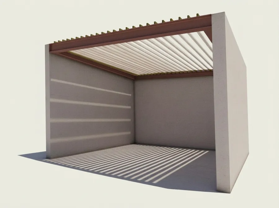 Configurație pergolă între pereți